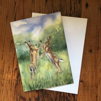 Boxing Hares - Greetings Card